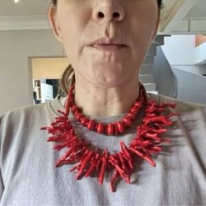 Coral Red Statement Necklace